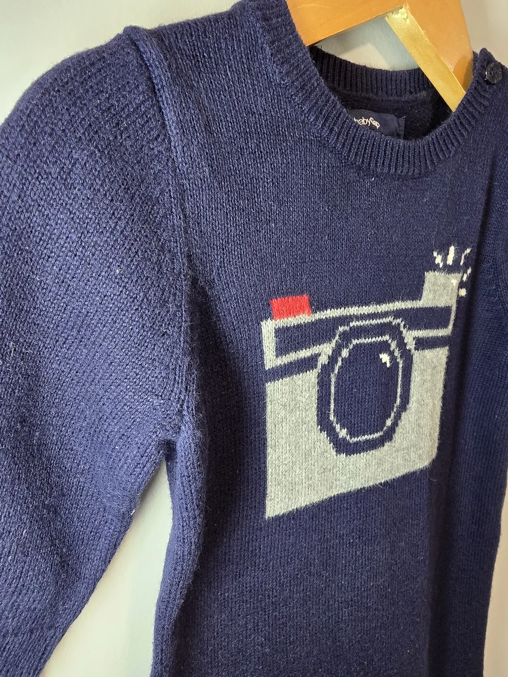 GAP Navy Knit Camera One-Piece Romper Baby Infant Size 3-6M Fall Style